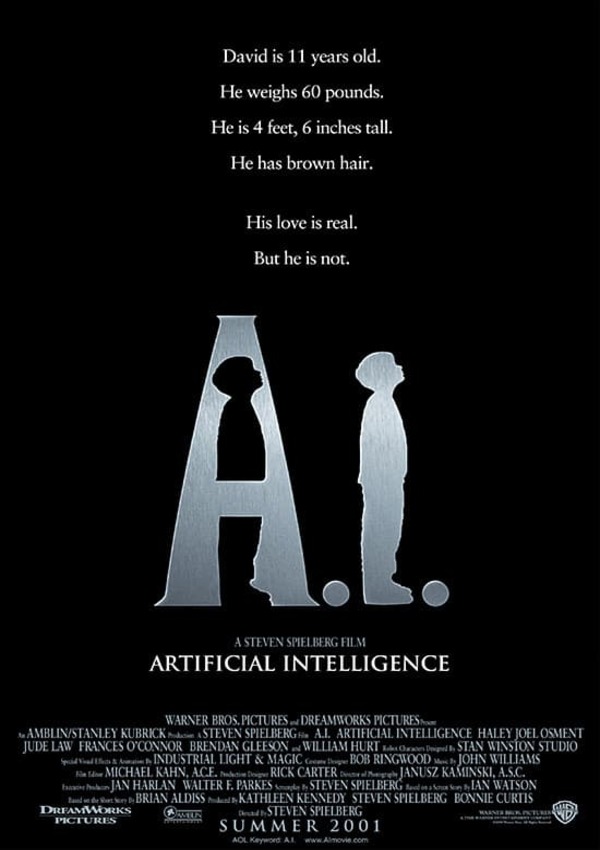 Filmography curation of Steven Spielberg's A.I. Artificial Intelligence, film poster