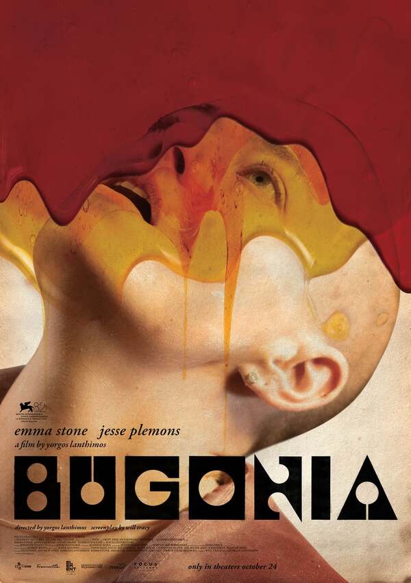The critique of Yorgos Lanthimos's Bugonia, nominee of Best Picture at the 98th Academy Awards, film poster