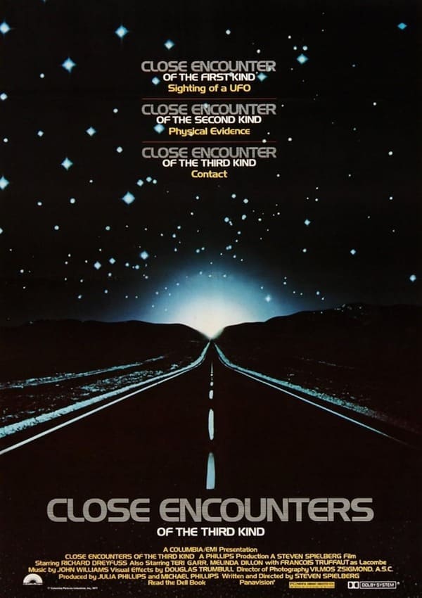 Filmography curation of Steven Spielberg's Close Encounters of the Third Kind, film poster