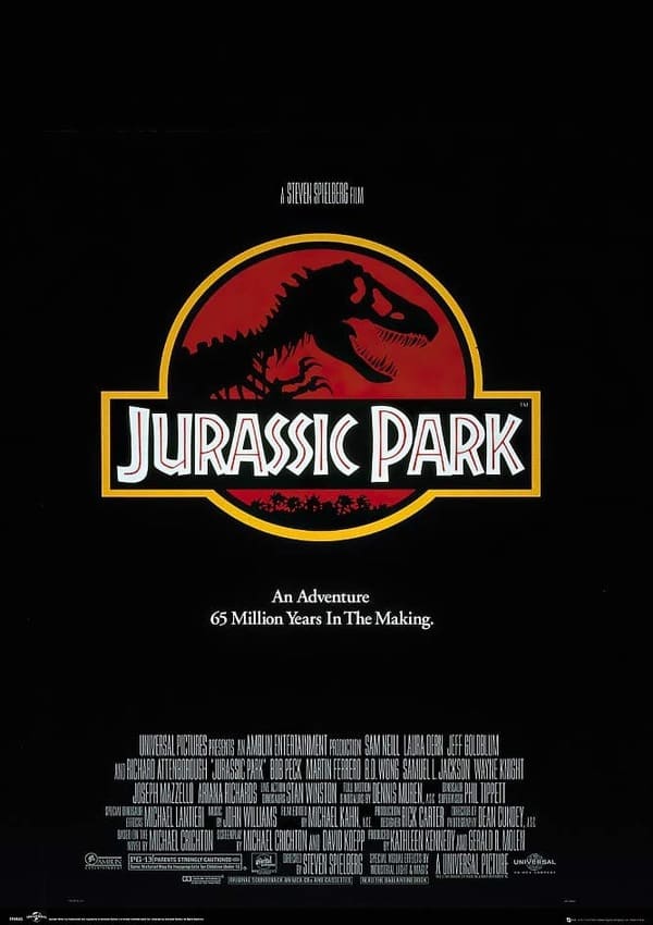 Filmography curation of Steven Spielberg's Jurassic Park, film poster