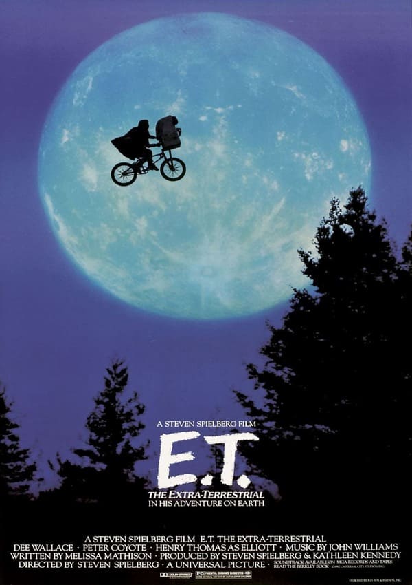 Filmography curation of Steven Spielberg's E.T. the Extra-Terrestrial, film poster